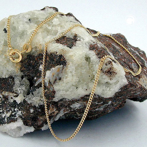 Kette 1,3mm Flachpanzer diamantiert vergoldet AMD