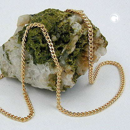 Bracelet 2.6mm flat curb chain diamond-plated gold-plated AMD