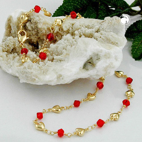 Armband 5mm Fantasie Herz und Glasperle rot AMD