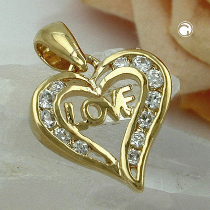 Pendant 15x15mm heart gold-plated 3 microns