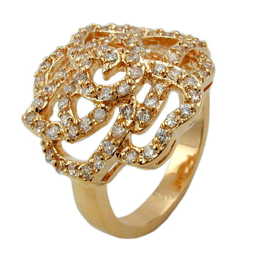 Ring mit weißen Zirkonias mit 3 Mikron vergoldet