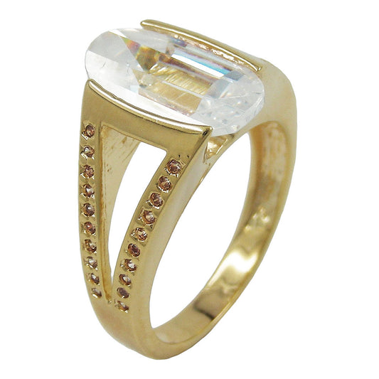 Ring 14x8mm Zirkonia weiß 3 Mikron vergoldet