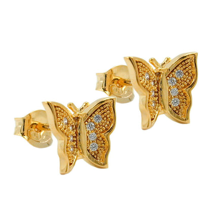 Stud earring 8x10mm butterfly gold-plated 3 microns