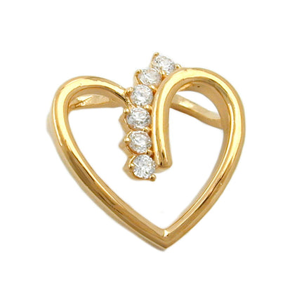 Pendant 12x13mm heart with zirconias gold-plated 3 microns