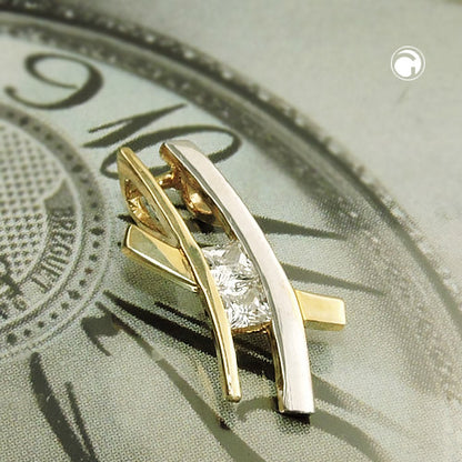 Bicolor-Anhänger mit Zirkonia aus 9 K Gold – moderne Eleganz in perfekter Harmonie