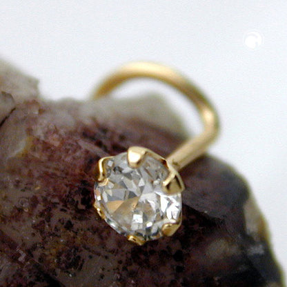 Nose stud 3mm zirconia 18Kt GOLD