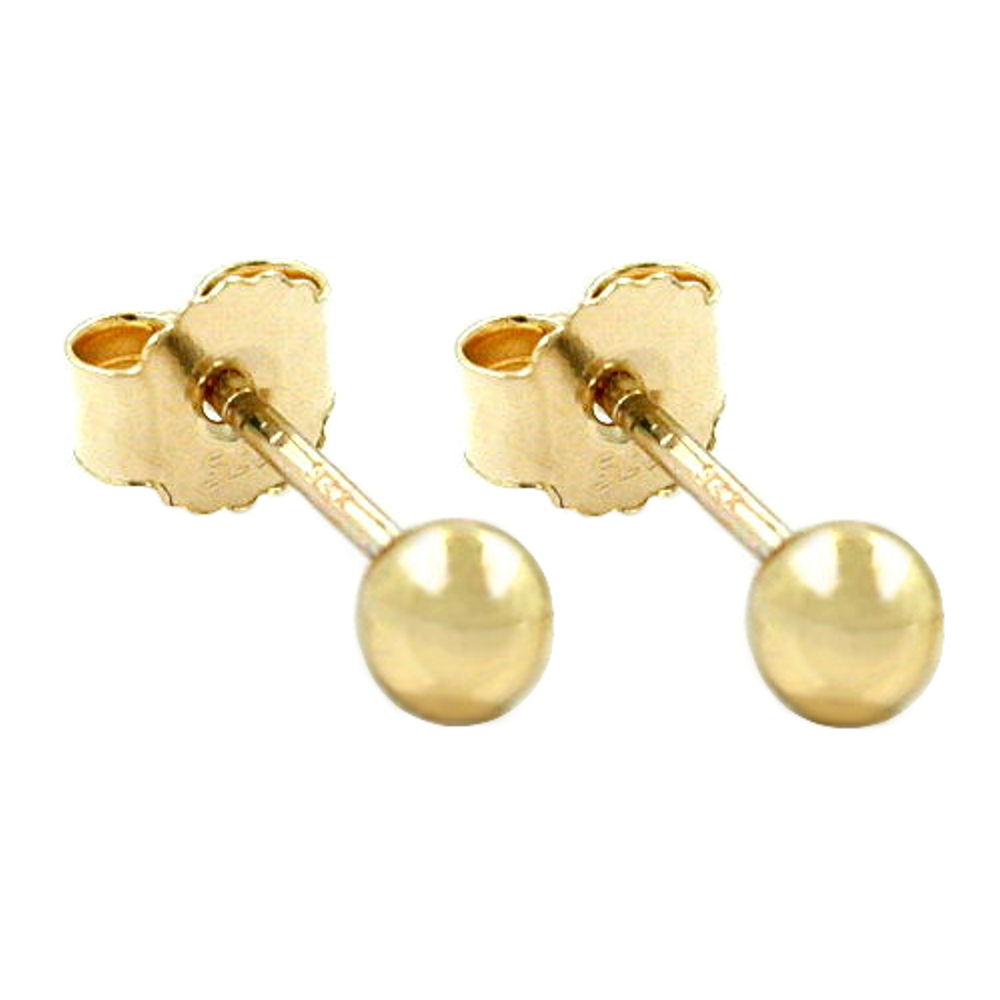 Ear stud earring 3mm ball hollow 9Kt GOLD