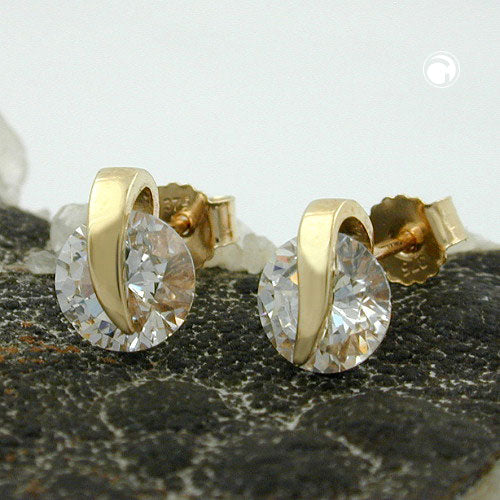 Ohrstecker „8×6 mm bewegliche Zirkonia“ 9 K Gold – elegant & funkelnd