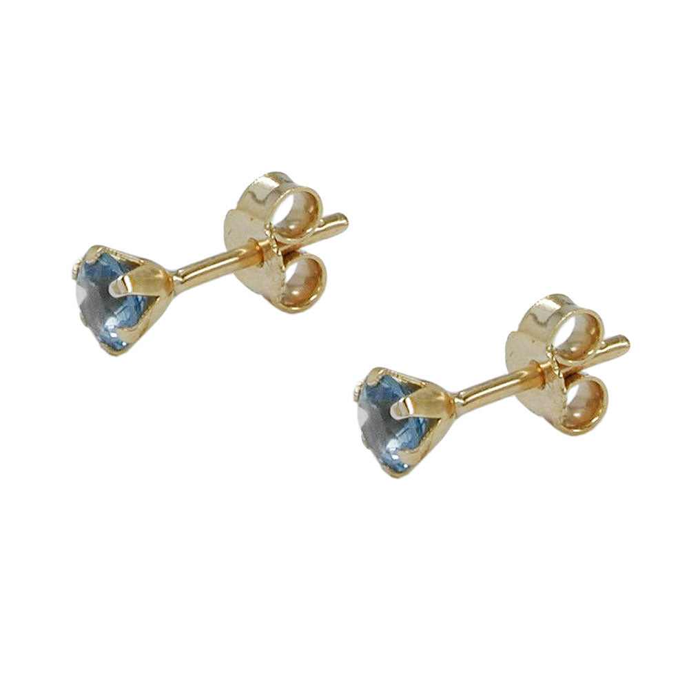 Ohrstecker „4 mm synthetischer Aquamarin“ 9 K Gold – zart & himmelblau