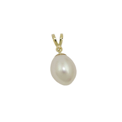 Pendant approx. 10mm x 8.5mm freshwater cultured pearl oval 9Kt GOLD