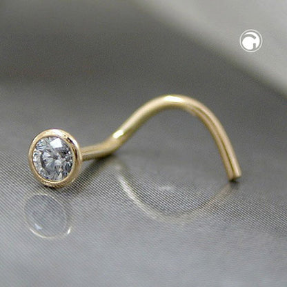 Nose stud 2.5mm with white zirconia 18Kt GOLD