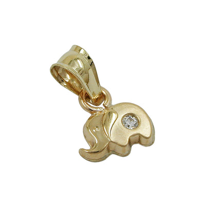 Pendant 5x7mm small elephant with zirconia matt-shiny 9Kt GOLD