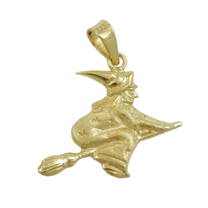 Pendant 15x16mm witch matt-shiny 9Kt GOLD