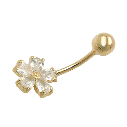 Belly button piercing Banana 23x10mm flower zirconia 9Kt GOLD