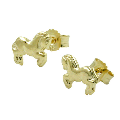 Stud earrings 6x7mm horses shiny 9Kt GOLD