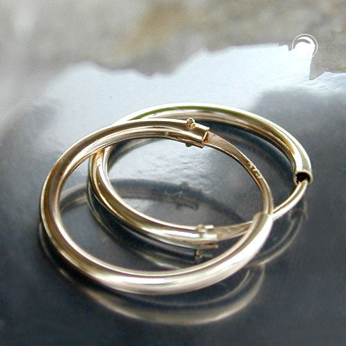 Hoop 10mm wire hoop with plug closure, shiny 9K GOLD