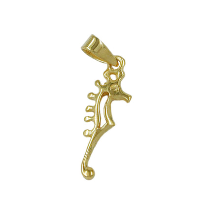 Pendant 22x7mm seahorse shiny 9Kt GOLD