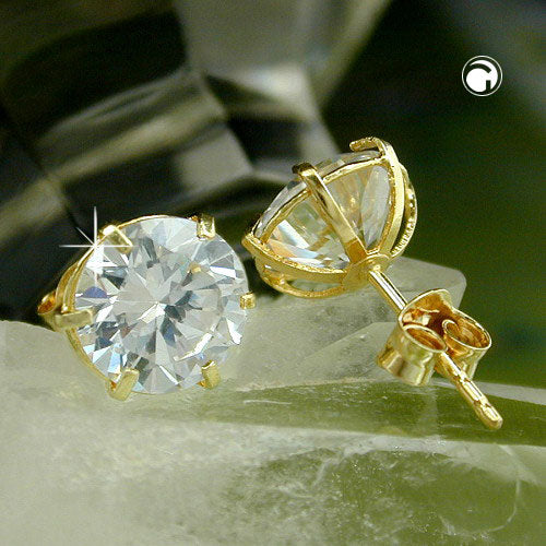 Ohrstecker „7 mm Zirkonia rund“ 9 K Gold – brillant & elegant