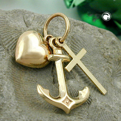 Faith-Love-Hope pendant 9Kt GOLD