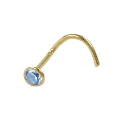 Nose stud 2.5mm synthetic aquamarine 18K GOLD