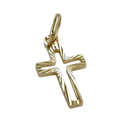 Pendant 16x9mm cross diamond-cut 14Kt GOLD