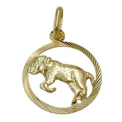Pendant 15mm Zodiac Sign Aries 9Kt GOLD