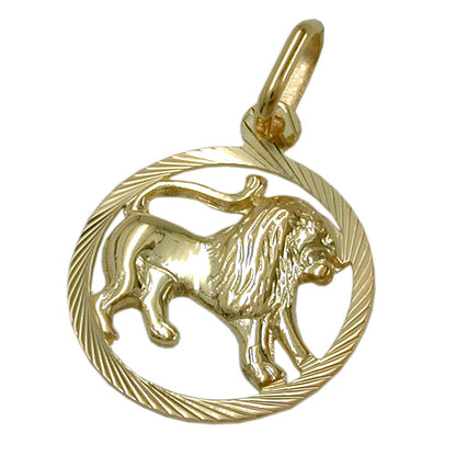 Pendant 15mm Zodiac Sign Leo 9Kt GOLD