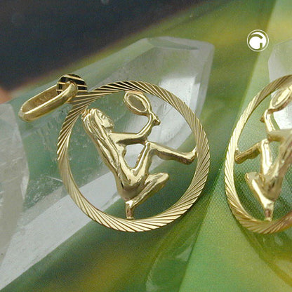 Pendant 15mm Zodiac Sign Virgo 9Kt GOLD