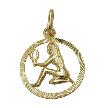 Pendant 15mm Zodiac Sign Virgo 9Kt GOLD