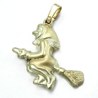 Pendant 20x22mm witch matt-shiny 14Kt GOLD