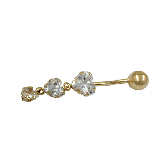 Belly button piercing Banana 35x6mm 3x Zirconia 14Kt GOLD
