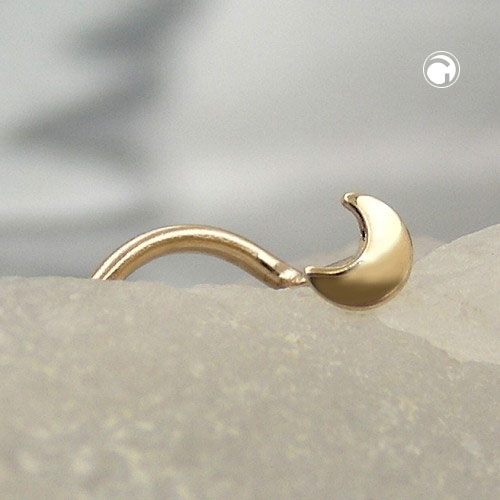 Nose stud 2.5mm spiral with small moon 14Kt GOLD