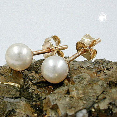 Stud approx. 5mm freshwater cultured pearl round 9Kt GOLD