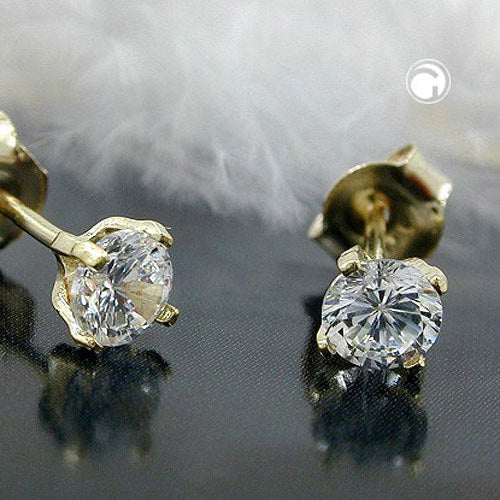 Stud earrings 4mm zirconia 9Kt GOLD