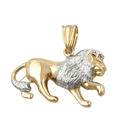 Pendant 23x15mm lion bicolor rhodium-plated 9Kt GOLD
