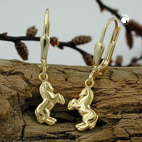 Ear clip earrings 25x7mm horse 9Kt GOLD