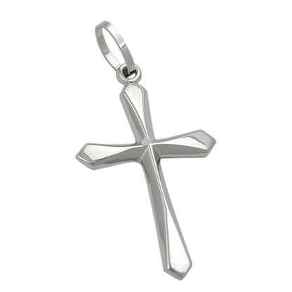 Pendant 23x14mm cross shiny 9Kt white gold