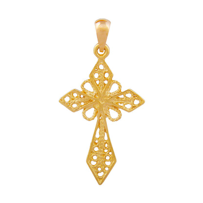 Pendant 27x16mm cross filigree shiny 9Kt GOLD
