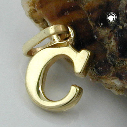Pendant 8x5mm letter C shiny 9Kt GOLD