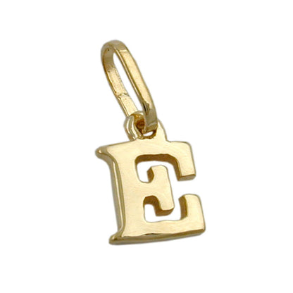 Pendant 8x5.5mm letter E shiny 9Kt GOLD