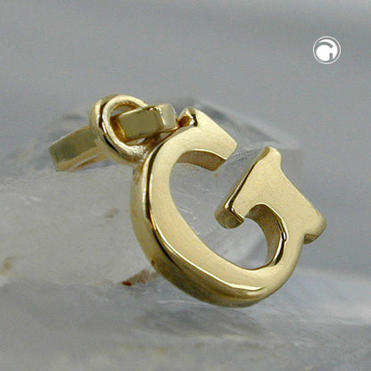 Pendant 8x6mm letter G shiny 9Kt GOLD