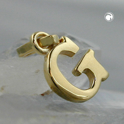 Pendant 8x6mm letter G shiny 9Kt GOLD