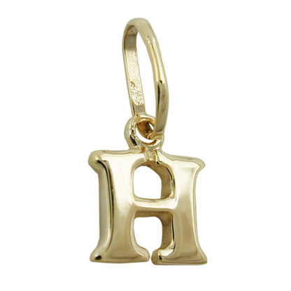 Pendant 8x7mm letter H shiny 9Kt GOLD