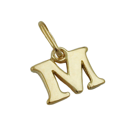 Pendant 7x8mm letter M shiny 9Kt GOLD