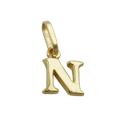 Pendant 8x6mm letter N shiny 9Kt GOLD