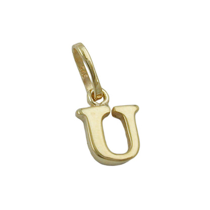 Pendant 8x6mm letter U shiny 9Kt GOLD