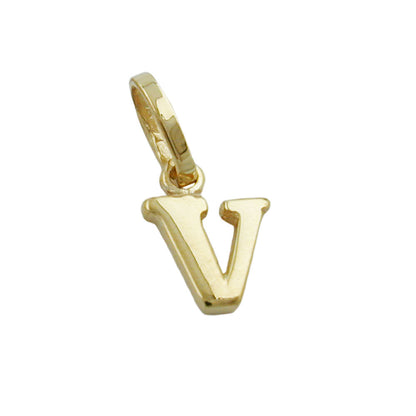 Pendant 8x6mm letter V shiny 9Kt GOLD