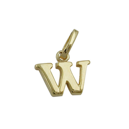 Pendant 8x9mm letter W shiny 9Kt GOLD