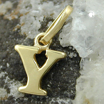 Pendant 8x6mm letter Y shiny 9Kt GOLD