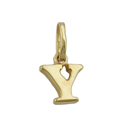 Pendant 8x6mm letter Y shiny 9Kt GOLD